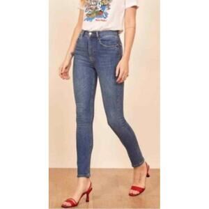 Reformation Organic Cotton Harper High Rise Skinny Jeans Destin Wash 28 Stretchy